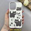 قاب گوشی iPhone 13 Pro Max آیفون لیزری فانتزی تیتان کرومی طرح گربه کیوت کد 87427