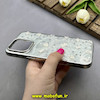 قاب گوشی iPhone 16 Pro Max آیفون لیزری فانتزی تیتان کرومی طرح گل کیوت کد 87447