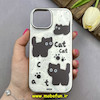 قاب گوشی iPhone 15 آیفون لیزری فانتزی تیتان کرومی طرح گربه کیوت کد 87466