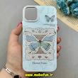 قاب گوشی iPhone 11 آیفون فانتزی سخت Hard برجسته دکمه کرومی لنز نگین دار طرح پروانه کیوت کد 87940