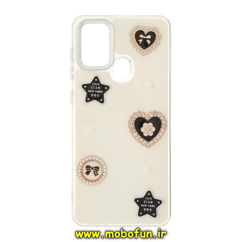 قاب گوشی Galaxy A21S سامسونگ فانتزی برجسته رزینی Luxury Case لنز و دکمه کرومی کد 74906