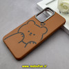 قاب گوشی Galaxy A36 سامسونگ لدر دیزاین SOFT Lether Design فانتزی سیلیکونی طرح چرمی خرسی کیوت عسلی کد 88311
