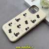 قاب گوشی iPhone 15 آیفون لدر دیزاین SOFT Lether Design فانتزی سیلیکونی طرح چرمی گربه کیوت کرم کد 88401