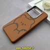 قاب گوشی Redmi Note 14 4G شیائومی لدر دیزاین SOFT Lether Design فانتزی سیلیکونی طرح چرمی خرسی کیوت عسلی کد 88423