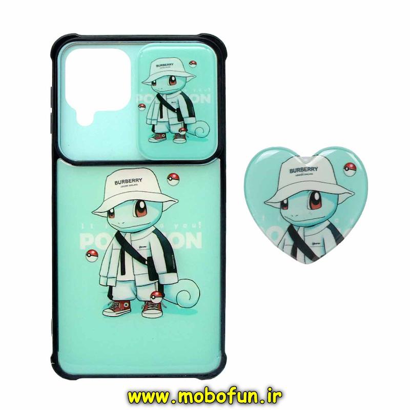 قاب گوشی Galaxy A22 4G / Galaxy M32 4G سامسونگ طرح کارتونی پاپ سوکت دار ایربگ دار کپسولی محافظ لنزدار کشویی طرح باربری BURBERRY کد 74934