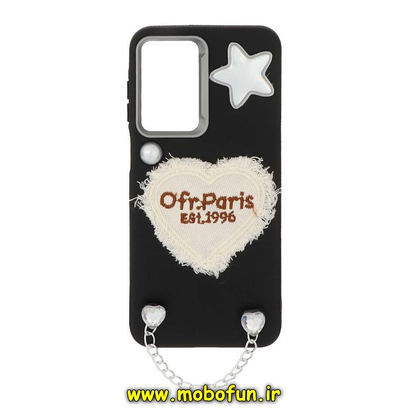 قاب گوشی Galaxy A26 سامسونگ لدر دیزاین SOFT Lether Design فانتزی قلبی سیلیکونی طرح چرم مشکی کد 74979