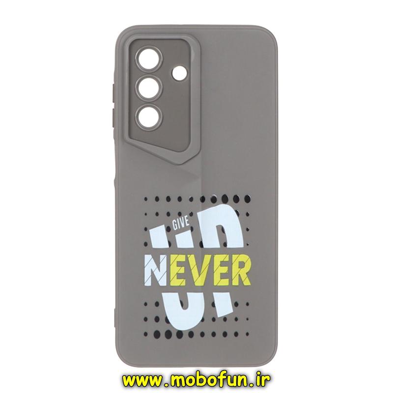 قاب گوشی Galaxy A26 سامسونگ Porsche Design سیلیکونی ژله ای محافظ لنز دار فانتزی طرح NEVER UP خاکستری کد 74992