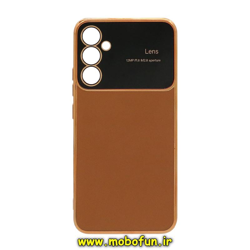 قاب گوشی Galaxy A34 سامسونگ طرح ژله ای مای کیس گلد لاین اورجینال Camera Lens دور طلایی محافظ لنز دار عسلی کد 75034
