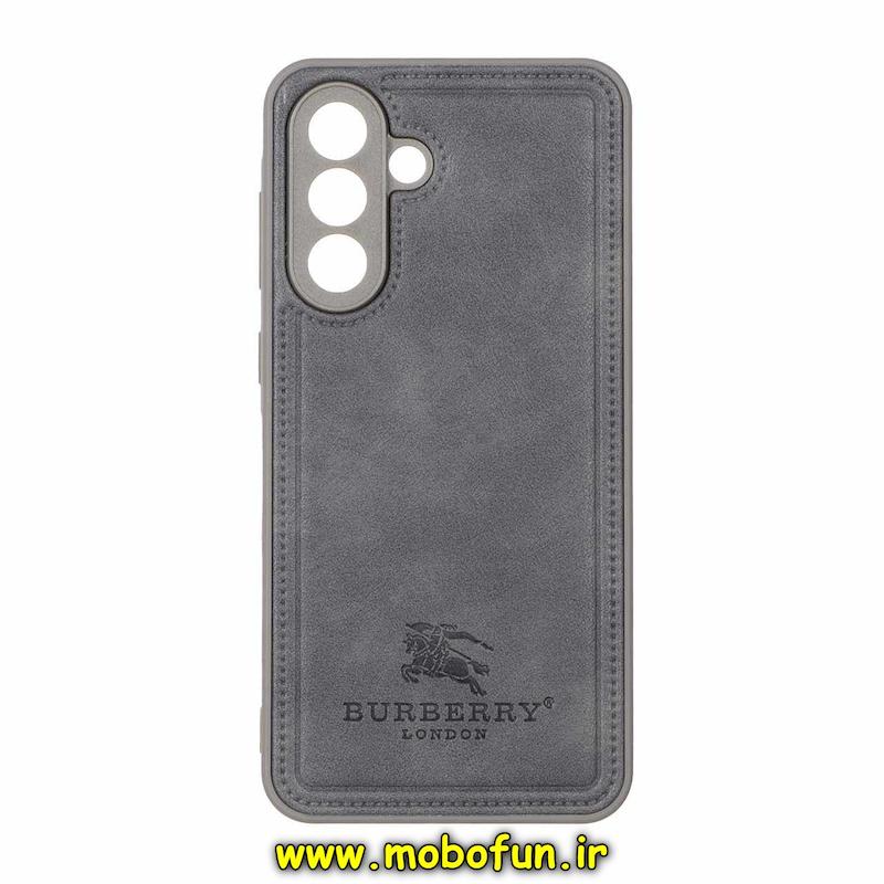قاب گوشی Galaxy A36 / Galaxy A56 سامسونگ اورجینال برند BURBERRY 2026 طرح دوخت HARD چرمی محافظ لنزدار خاکستری کد 75119