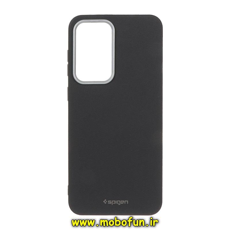 قاب گوشی Galaxy A36 سامسونگ لدر دیزاین SOFT Lether Design اسپیگن Spigen سیلیکونی طرح چرم مشکی کد 75124