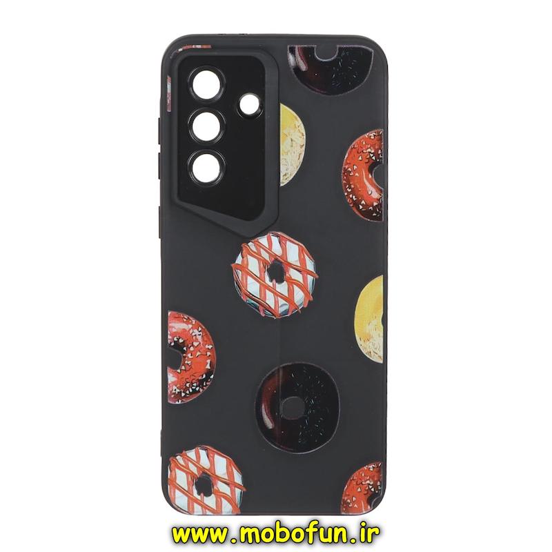 قاب گوشی Galaxy A36 / A56 سامسونگ Porsche Design سیلیکونی ژله ای محافظ لنز دار فانتزی طرح دونات مشکی کد 75136