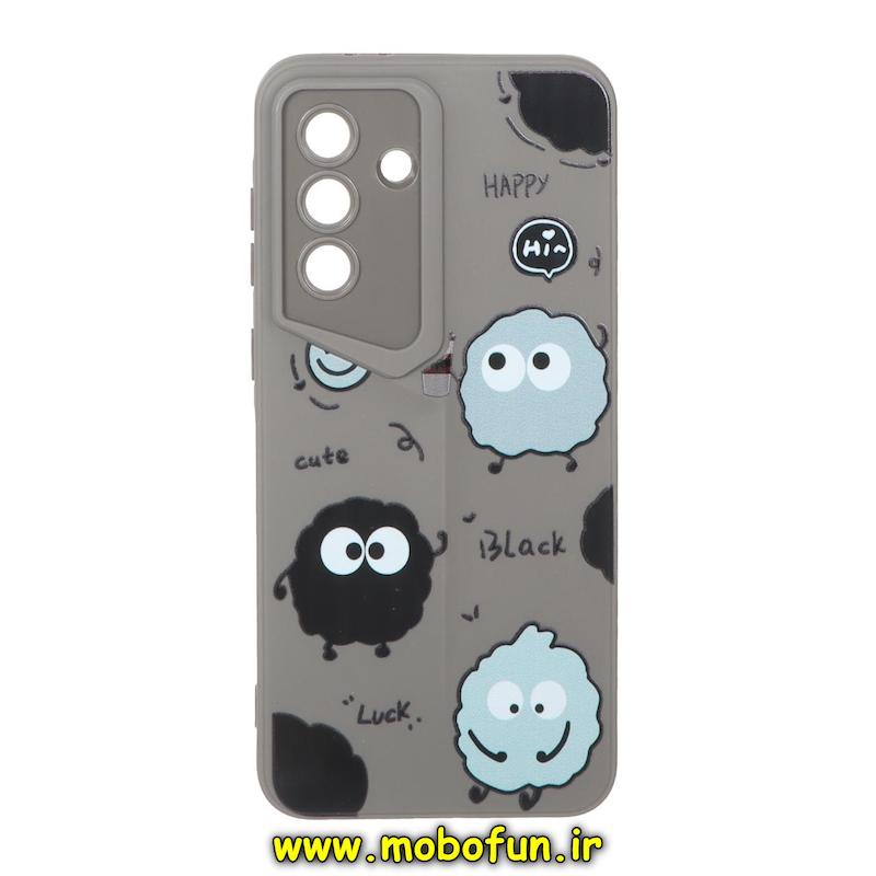قاب گوشی Galaxy A36 / A56 سامسونگ Porsche Design سیلیکونی ژله ای محافظ لنز دار فانتزی طرح هپل خاکستری کد 75141