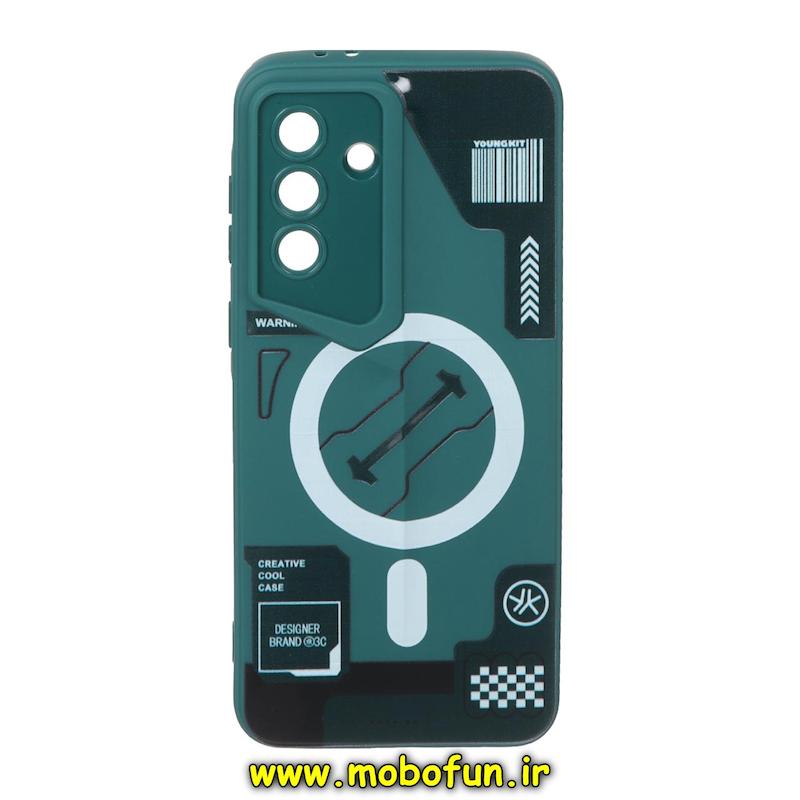 قاب گوشی Galaxy A36 / A56 سامسونگ Porsche Design سیلیکونی ژله ای محافظ لنز دار فانتزی طرح مگ سیف سبز تیره کد 75147