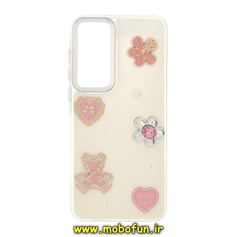 قاب گوشی Galaxy A55 سامسونگ فانتزی برجسته رزینی Luxury Case لنز و دکمه کرومی کد 75215