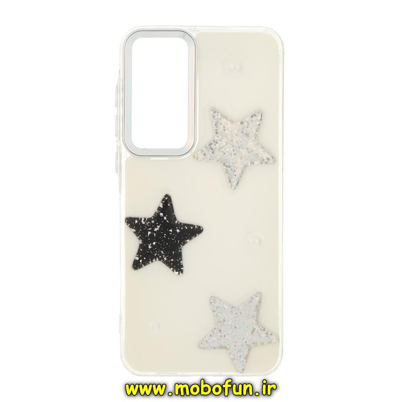 قاب گوشی Galaxy A55 سامسونگ فانتزی برجسته رزینی Luxury Case لنز و دکمه کرومی کد 75216