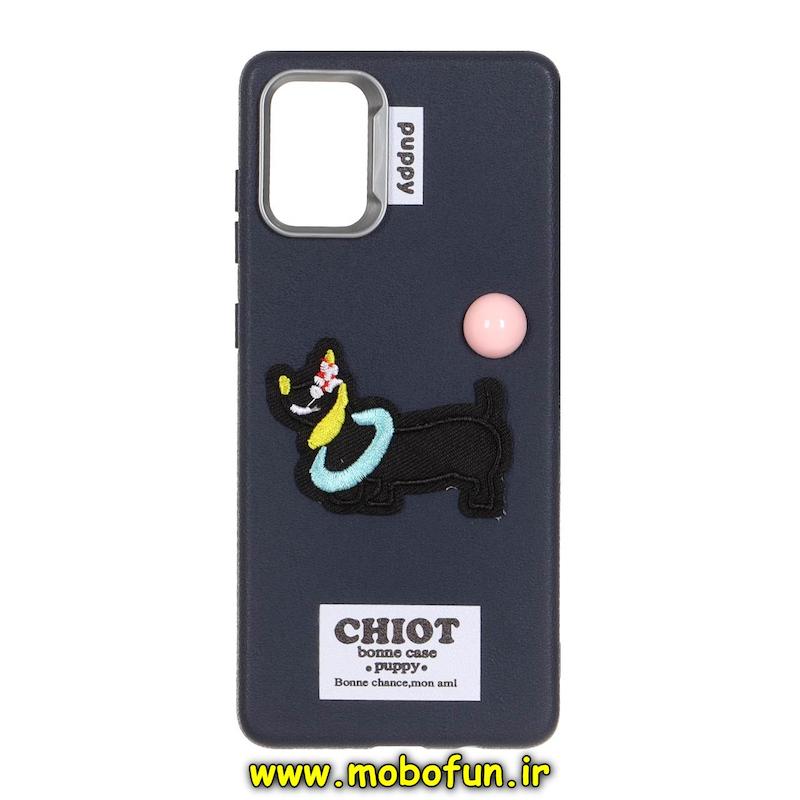 قاب گوشی Galaxy A71 سامسونگ لدر دیزاین SOFT Lether Design فانتزی سیلیکونی طرح چرم گلدوزی سرمه ای کد 75254