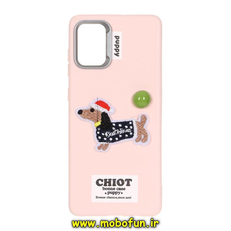 قاب گوشی Galaxy A71 سامسونگ لدر دیزاین SOFT Lether Design فانتزی سیلیکونی طرح چرم گلدوزی صورتی روشن کد 75257