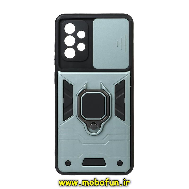 قاب گوشی Galaxy A73 سامسونگ طرح ضد ضربه بتمن فول ژله ای هولدر دار محافظ لنز دار کشویی پنجره ای سبز روشن کد 75270