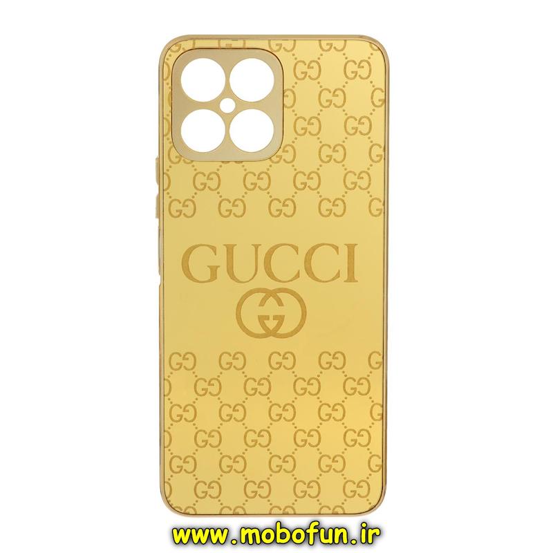 قاب گوشی Honor X8 4G آنر پشت گلس سرامیکی طلاکوب طرح گوچی محافظ لنزدار کد 75342