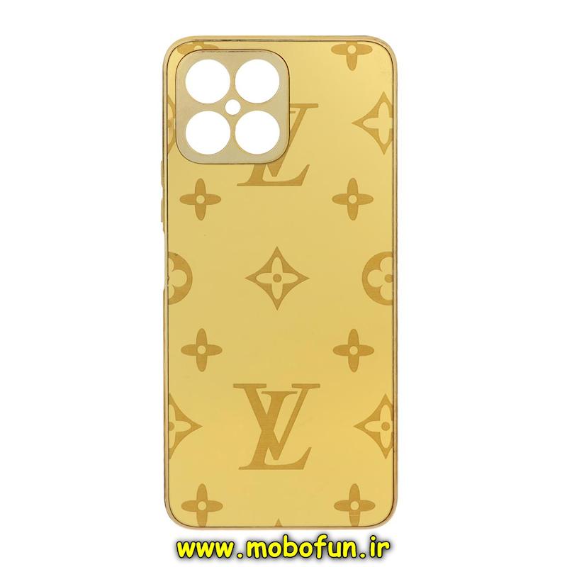 قاب گوشی Honor X8 4G آنر پشت گلس سرامیکی طلاکوب طرح لویی ویتون LV محافظ لنزدار کد 75347
