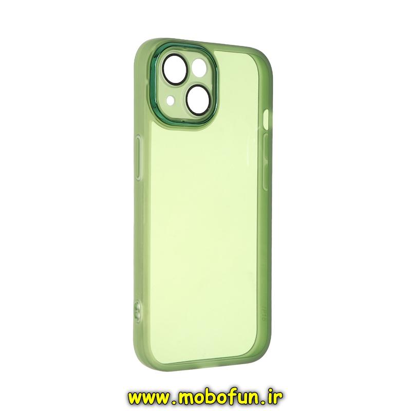 قاب گوشی iPhone 13 آیفون اورجینال متال کیس Metal طرح ژله ای شفاف محافظ لنز دار سبز کد 75487