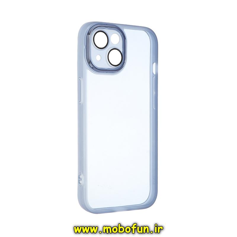 قاب گوشی iPhone 13 آیفون اورجینال متال کیس Metal طرح ژله ای شفاف محافظ لنز دار آبی کد 75488