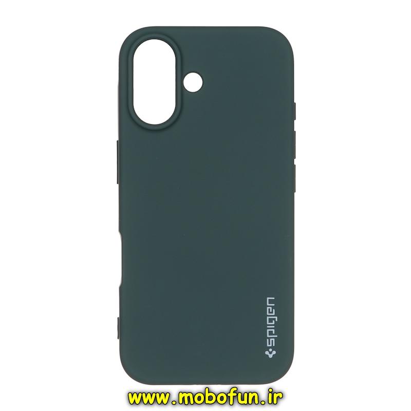 قاب گوشی iPhone 16 آیفون سیلیکونی ژله ای PC برند SPIGEN اسپیگن سبز تیره کد 75520