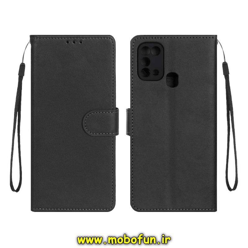 کیف گوشی Galaxy M31 / Galaxy M31 Prime سامسونگ مگنتی طرح چرم کتابی محافظ لنزدار بنددار مشکی کد 75625