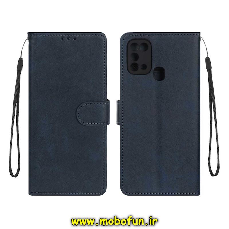 کیف گوشی Galaxy M31 / Galaxy M31 Prime سامسونگ مگنتی طرح چرم کتابی محافظ لنزدار بنددار سرمه ای کد 75627