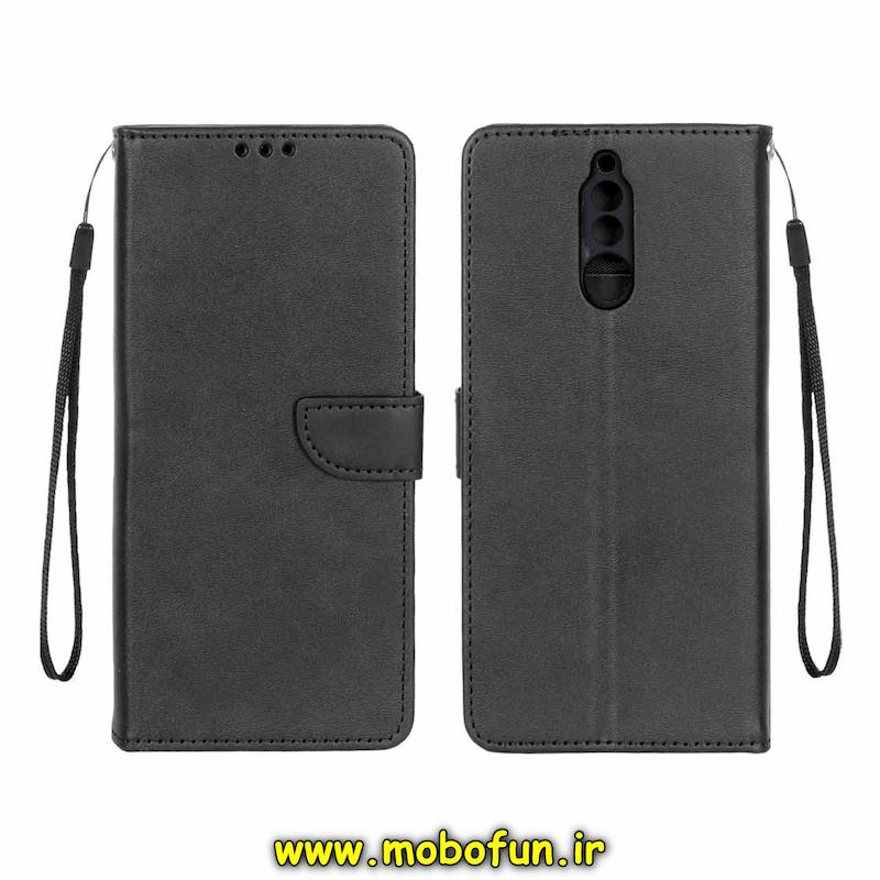 کیف گوشی Huawei Mate 10 Lite هوآوی مگنتی طرح چرم کتابی محافظ لنزدار بنددار مشکی کد 75654