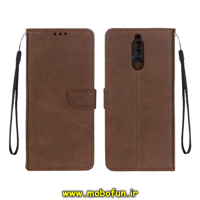 کیف گوشی Huawei Mate 10 Lite هوآوی مگنتی طرح چرم کتابی محافظ لنزدار بنددار قهوه ای کد 75655