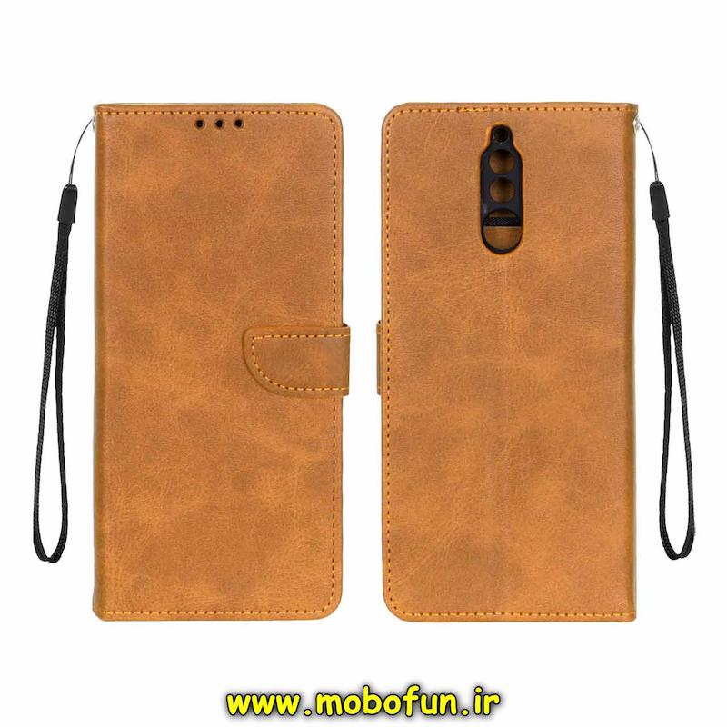 کیف گوشی Huawei Mate 10 Lite هوآوی مگنتی طرح چرم کتابی محافظ لنزدار بنددار عسلی کد 75656