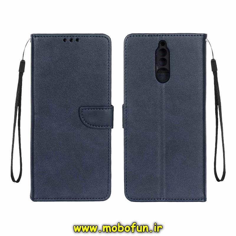کیف گوشی Huawei Mate 10 Lite هوآوی مگنتی طرح چرم کتابی محافظ لنزدار بنددار سرمه ای کد 75657