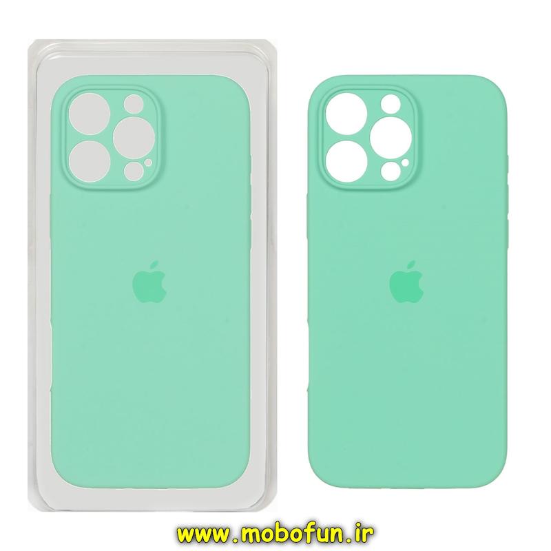 قاب گوشی iPhone 13 Pro آیفون سیلیکونی اورجینال پاک کنی درجه یک زیربسته محافظ لنز دار سبز پاستیلی کد 75734
