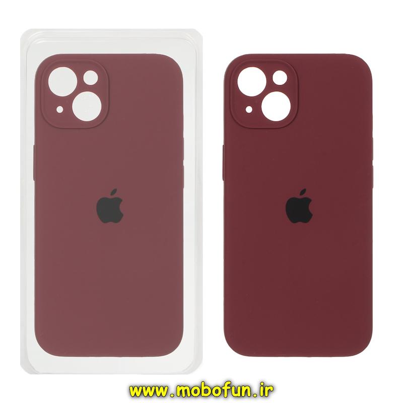 قاب گوشی iPhone 15 آیفون سیلیکونی اورجینال پاک کنی درجه یک زیربسته محافظ لنز دار زرشکی کد 75780