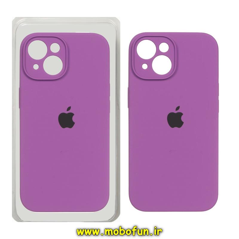 قاب گوشی iPhone 15 آیفون سیلیکونی اورجینال پاک کنی درجه یک زیربسته محافظ لنز دار بنفش کد 75781