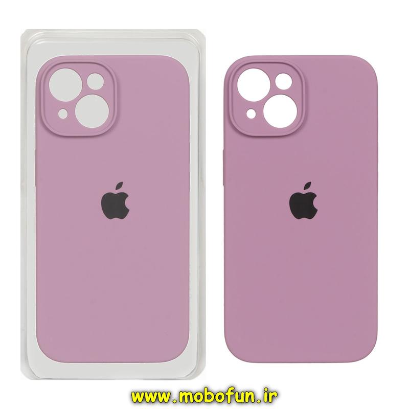 قاب گوشی iPhone 15 آیفون سیلیکونی اورجینال پاک کنی درجه یک زیربسته محافظ لنز دار بنفش کدر کد 75782
