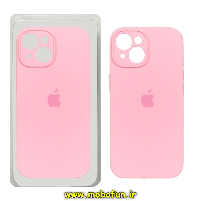 قاب گوشی iPhone 15 آیفون سیلیکونی اورجینال پاک کنی درجه یک زیربسته محافظ لنز دار صورتی کد 75783
