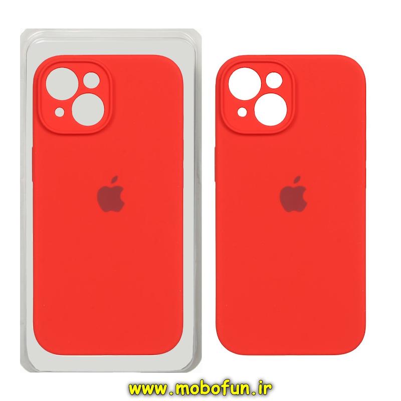 قاب گوشی iPhone 15 آیفون سیلیکونی اورجینال پاک کنی درجه یک زیربسته محافظ لنز دار قرمز کد 75784