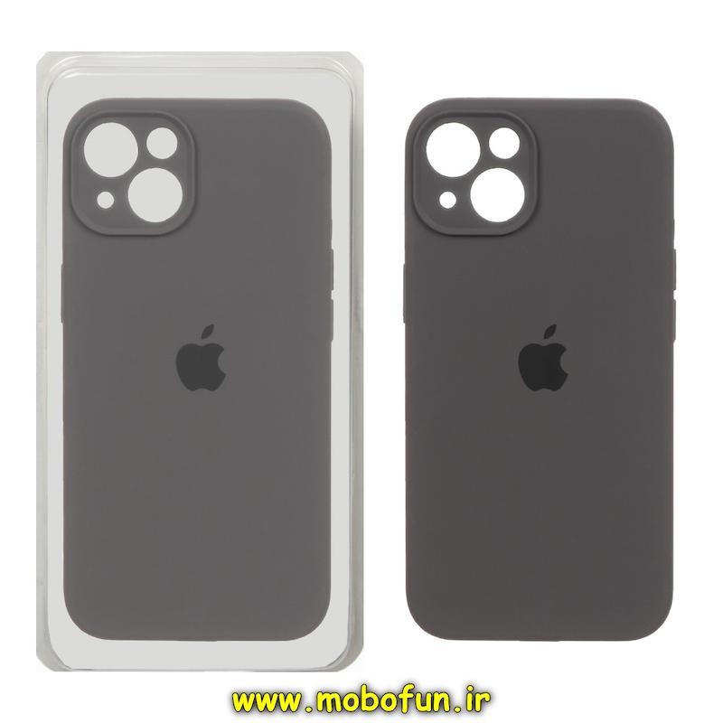 قاب گوشی iPhone 15 آیفون سیلیکونی اورجینال پاک کنی درجه یک زیربسته محافظ لنز دار خاکستری تیره کد 75785