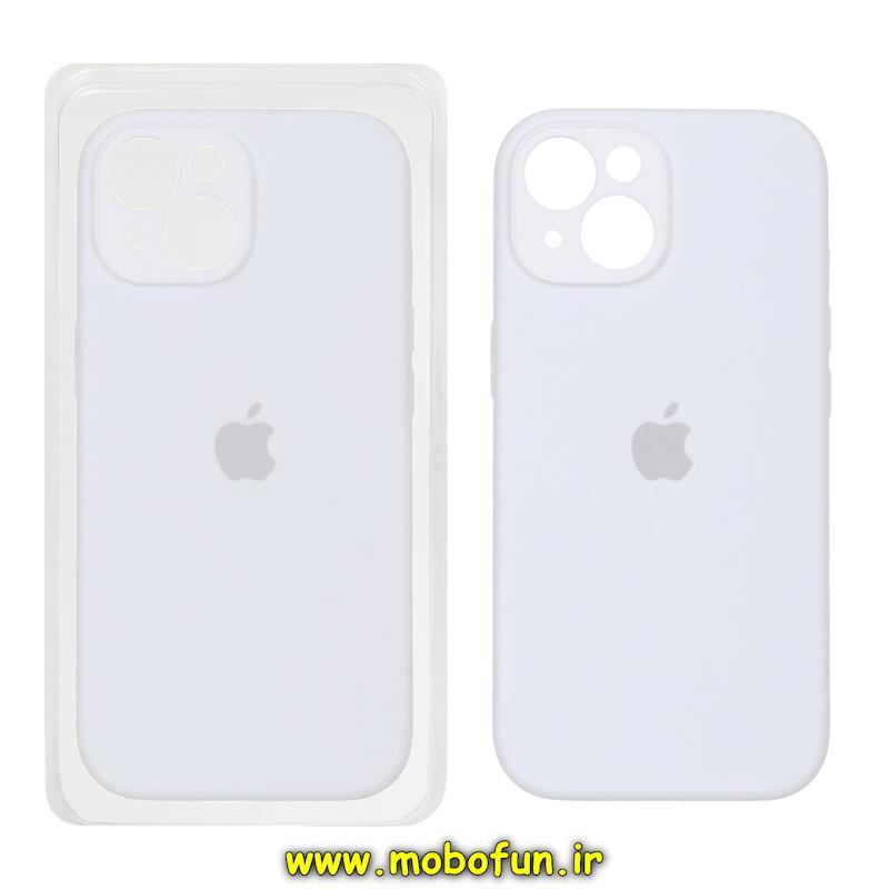 قاب گوشی iPhone 15 آیفون سیلیکونی اورجینال پاک کنی درجه یک زیربسته محافظ لنز دار سفید کد 75793