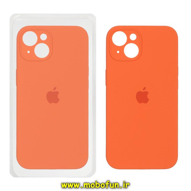 قاب گوشی iPhone 15 آیفون سیلیکونی اورجینال پاک کنی درجه یک زیربسته محافظ لنز دار نارنجی کد 75794