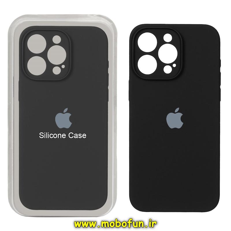 قاب گوشی iPhone 15 Pro آیفون سیلیکونی اورجینال پاک کنی درجه یک زیربسته محافظ لنز دار مشکی کد 75806