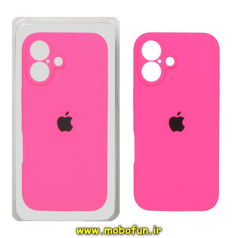 قاب گوشی iPhone 16 آیفون سیلیکونی اورجینال پاک کنی درجه یک زیربسته محافظ لنز دار صورتی فانتزی کد 75833