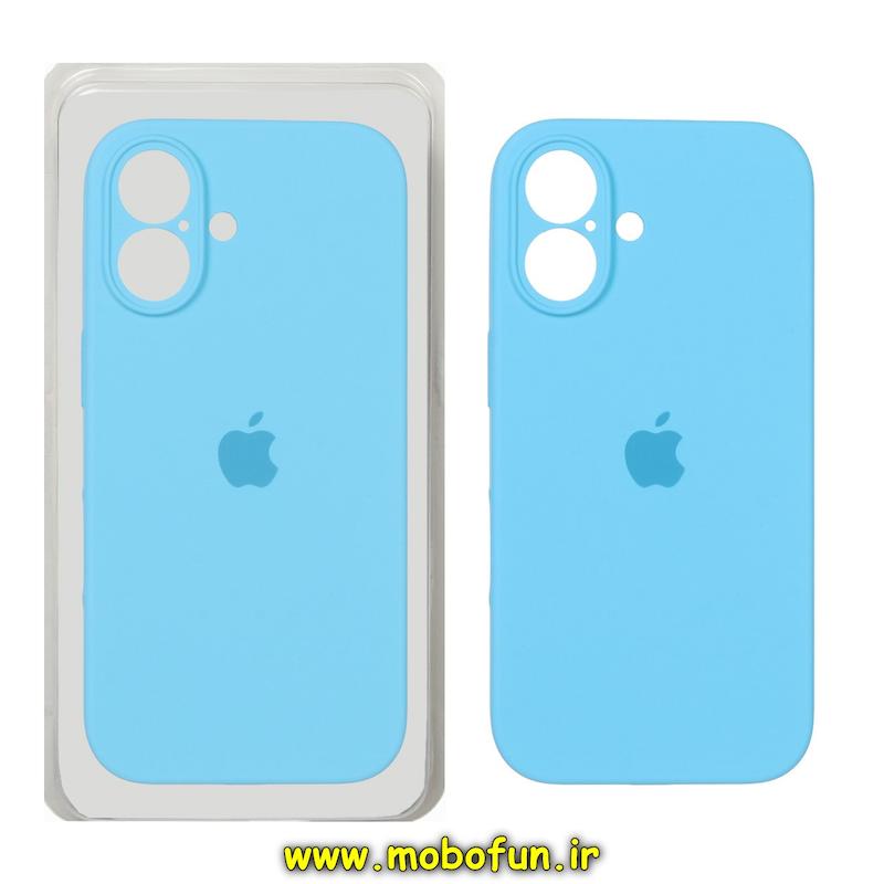 قاب گوشی iPhone 16 آیفون سیلیکونی اورجینال پاک کنی درجه یک زیربسته محافظ لنز دار نیلی کد 75837