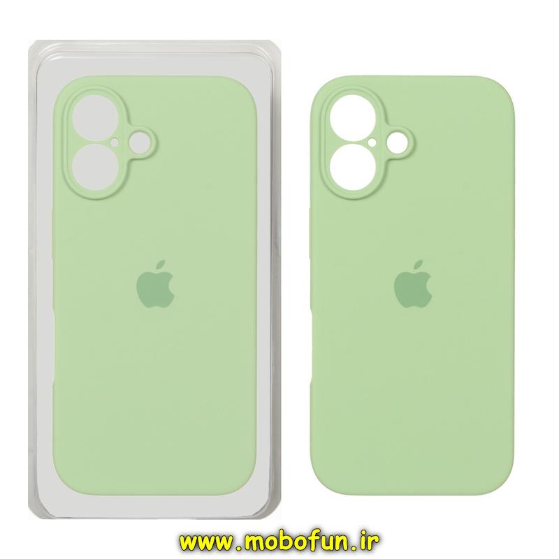 قاب گوشی iPhone 16 آیفون سیلیکونی اورجینال پاک کنی درجه یک زیربسته محافظ لنز دار سبز روشن کد 75838