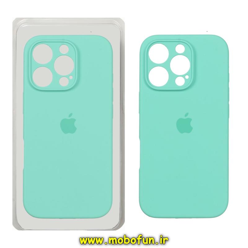 قاب گوشی iPhone 16 Pro Max آیفون سیلیکونی اورجینال پاک کنی درجه یک زیربسته محافظ لنز دار سبز پاستیلی کد 75850