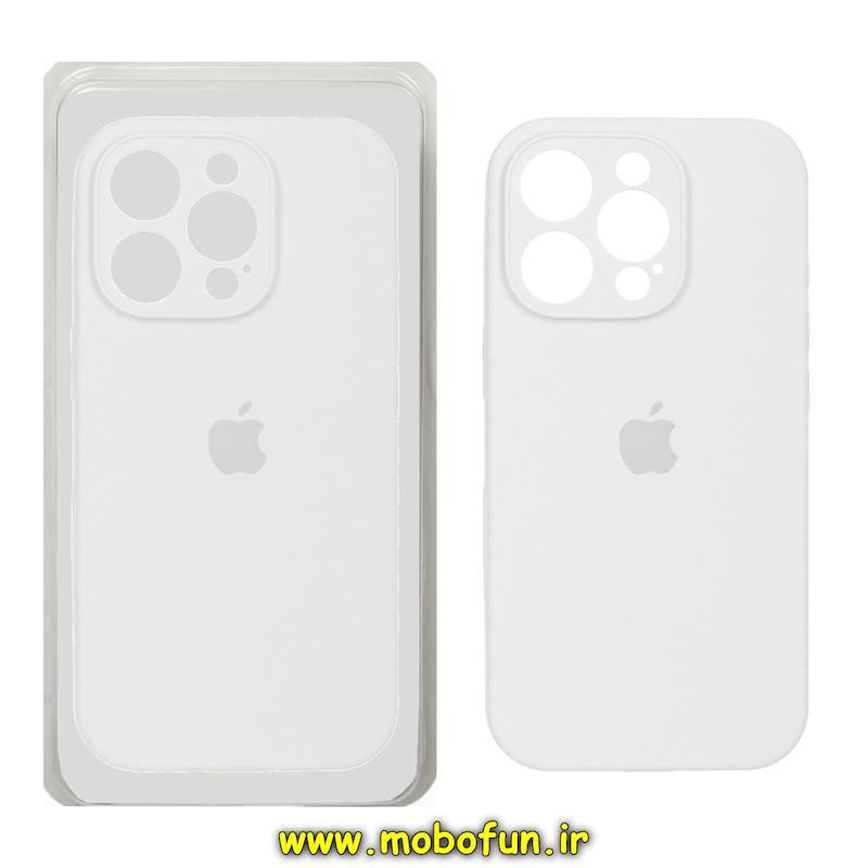 قاب گوشی iPhone 16 Pro Max آیفون سیلیکونی اورجینال پاک کنی درجه یک زیربسته محافظ لنز دار سفید کد 75851