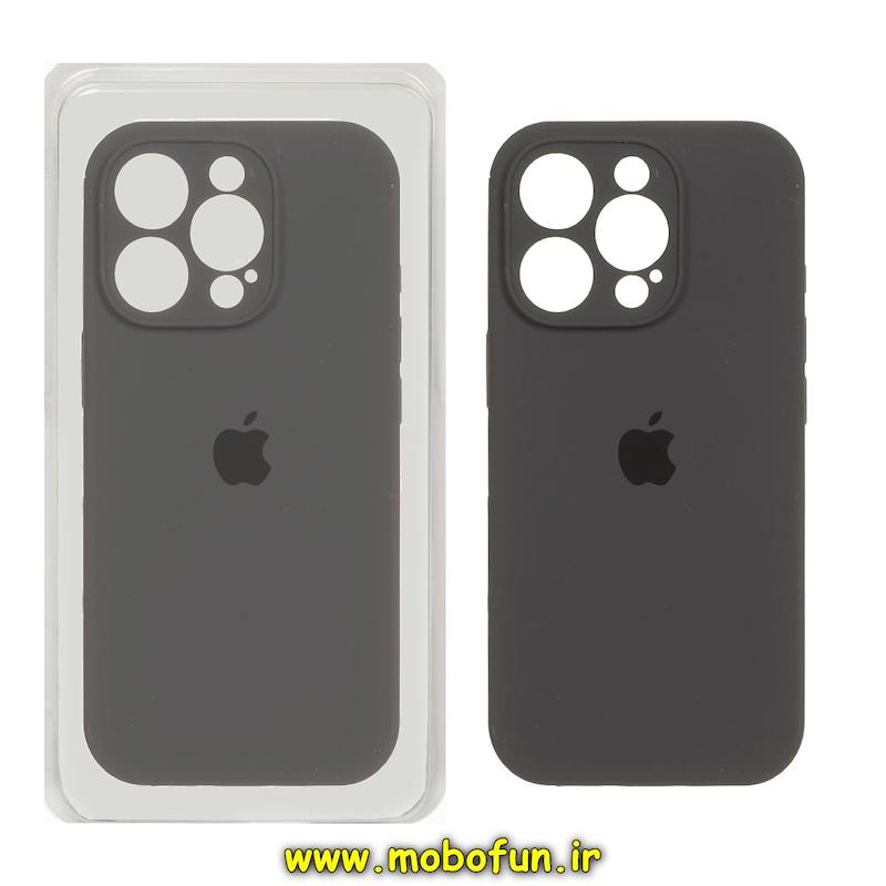 قاب گوشی iPhone 16 Pro Max آیفون سیلیکونی اورجینال پاک کنی درجه یک زیربسته محافظ لنز دار خاکستری تیره کد 75858