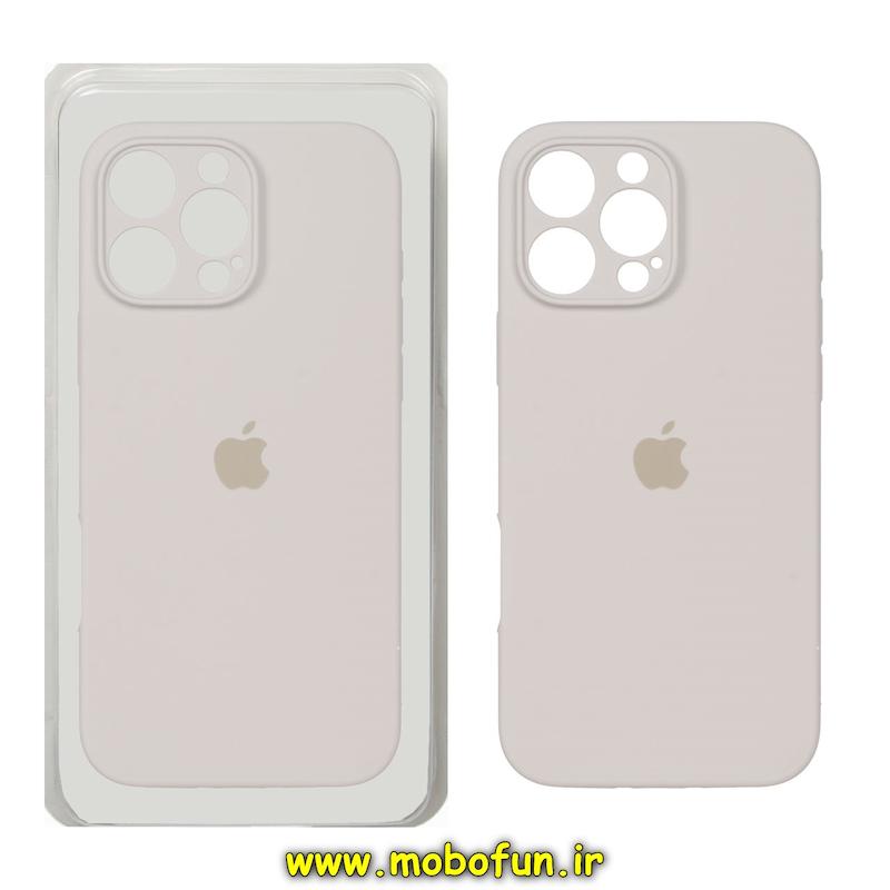 قاب گوشی iPhone 16 Pro Max آیفون سیلیکونی اورجینال پاک کنی درجه یک زیربسته محافظ لنز دار خاکی کد 75859